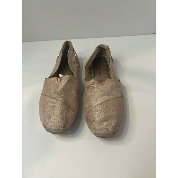 Toms Classic Alpargata Flat Gold Sparkle Canvas  Slip On Loafer Sz 7.5 - Picture 3 of 8